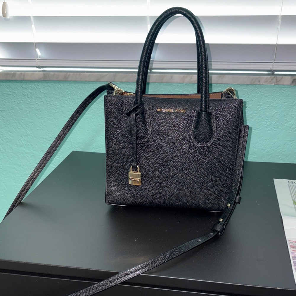 Michael Kors Black Satchel with Gold Accents